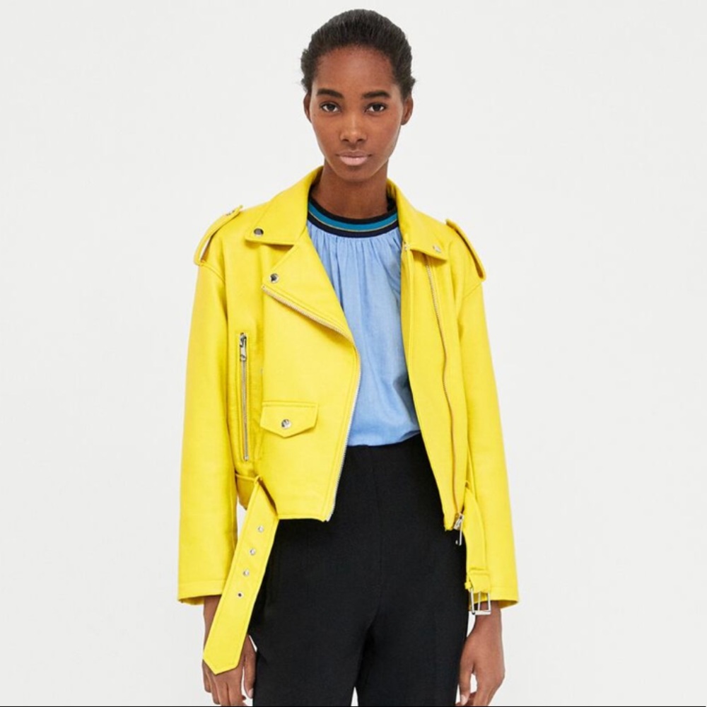 Zara Yellow Bomber/ Moto Jacket